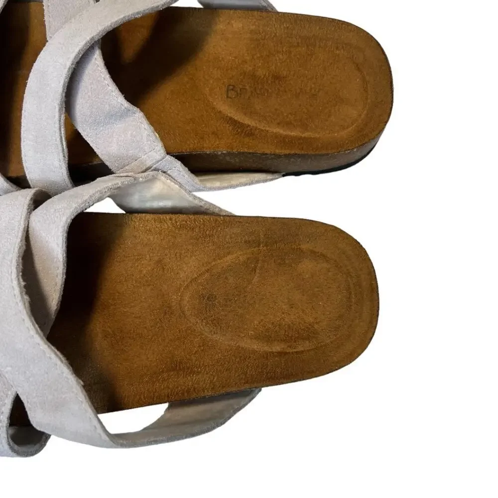 Bearpaw Women's Bonnie Flat Sandals Winter White Sz 8 Open Toe Comfort NWT